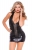 Коротенькое черное платье с кожаной вставкой Wet Look & Faux Leather Dress