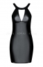 Черное кожаное платье с вырезом на груди Darksy Dress LXL
