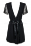 Короткий черный халат с гипюровыми рукавами Miamor Robe XXL
