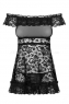 Черная ажурная мини-сорочка с открытыми плечами Flores SM