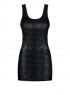 Черное блестящее мини-платье на шнуровке сзади Obsydian Wetlook LXL