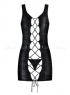 Черное блестящее мини-платье на шнуровке сзади Obsydian Wetlook LXL