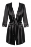Черный атласный халатик с кружевом на рукавах Satina Robe XXL