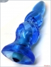 Голубая анальная пробка "елочка" со съемной вибро-пулей