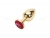Малая металлическая золотая пробка с малиновым кристаллом Jewelry Plugs Anal
