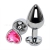Cредняя серебряная пробка с малиновым кристаллом в виде сердца Jewelry Plugs Anal