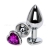 Cредняя серебряная пробка с фиолетовым кристаллом в виде сердца Jewelry Plugs Anal