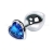 Cредняя серебряная пробка с синим кристаллом в виде сердца Jewelry Plugs Anal