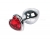 Cредняя серебряная пробка с красным кристаллом в виде сердца Jewelry Plugs Anal