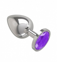 Большая серебряная пробочка с фиолетовым круглым кристаллом