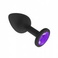 Маленькая черная пробочка из силикона с фиолетовым кристаллом
