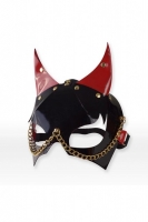 Лакированная маска дьяволенка с красными ушками Harness Devil Mask