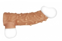 Рельефная насадка на пенис с открытой головкой и усиками KOKOS (размер L)