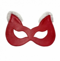 Кожаная красная маска с мехом
