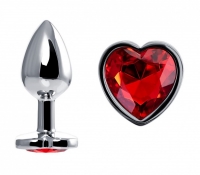 Небольшая анальная втулка с красным сердцем-кристаллом Штучки-Дрючки