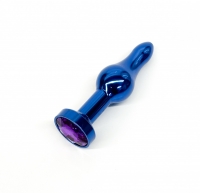 Синяя анальная пробка с фиолетовым кристаллом