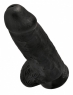 Черный фаллос с мошонкой на присоске King Cock 9 Chubby - Black