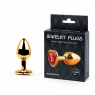 Малая золотая пробка с красным кристаллом в виде сердца Jewelry Plugs Anal