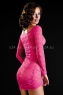 Кружевное розовое платье с длинным рукавом