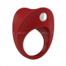 Широкое эрекционное кольцо на пенис OVO с вибрацией красный