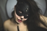 Кожаная женская маска кошечки черная Matryoshka_Leather